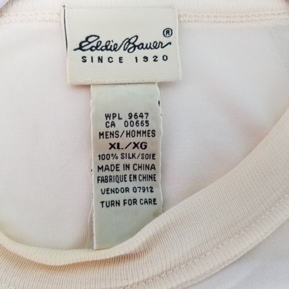 Vintage 90s Eddie Bauer 100% Silk Long Sleeve Base Layer Tee Shirt Cream Mens XL - Picture 7 of 9